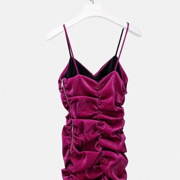 Area Fuchsia Ruched Mini Dress - Picture 3 of 11
